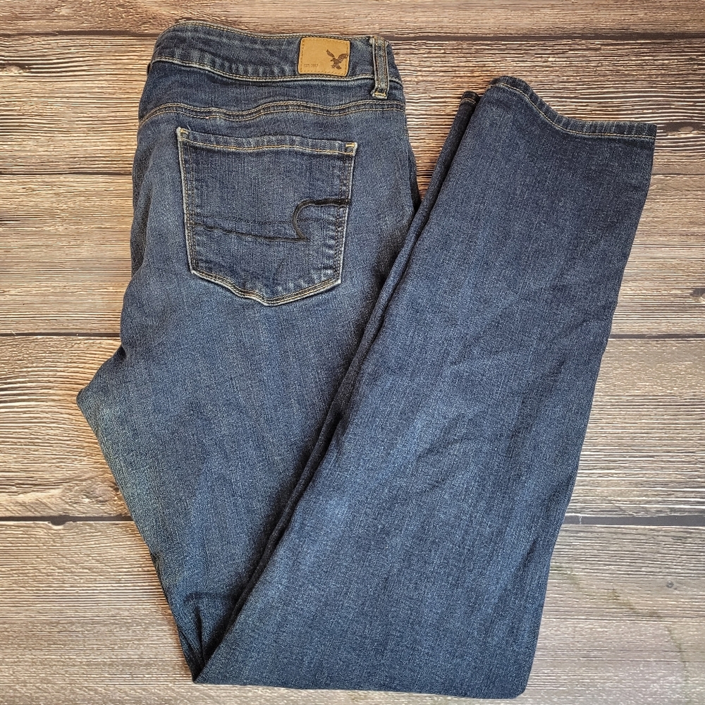 American Eagle Skinny Super Stretch Dark Wash Jeans Womens Size 16